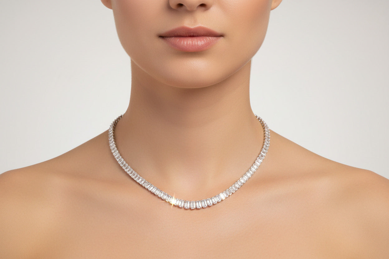 Diamond necklace on a black background