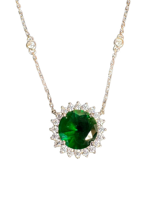 Sterling Silver Necklace Oval CZ Stone NCZCL517