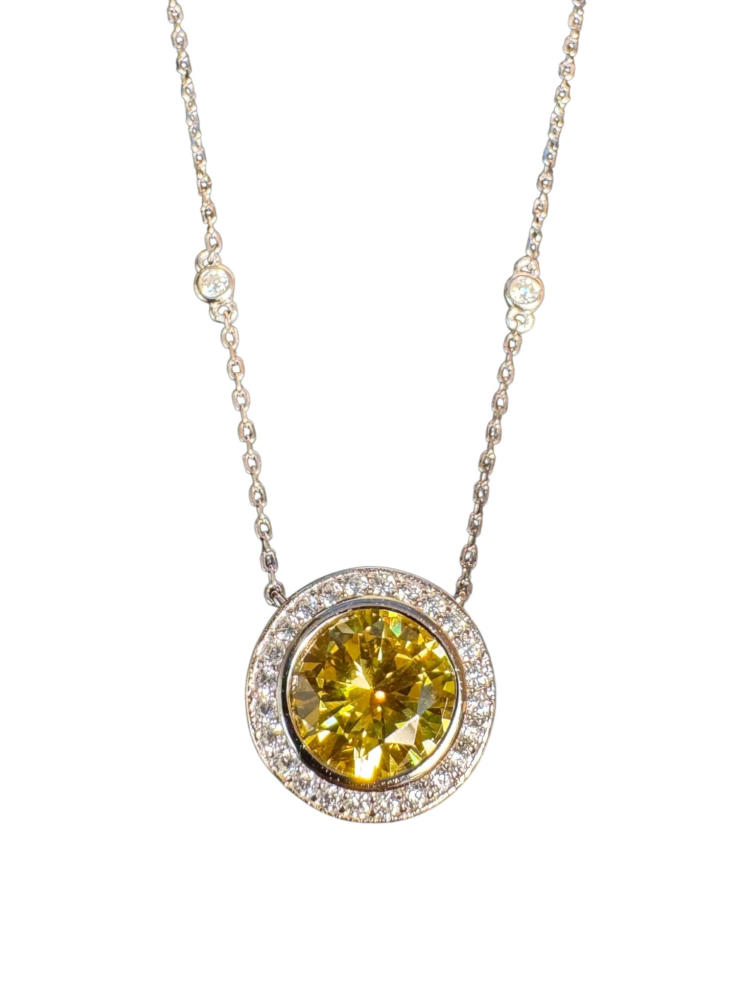 Sterling Silver Necklace Round CZ Stone NCZCL520