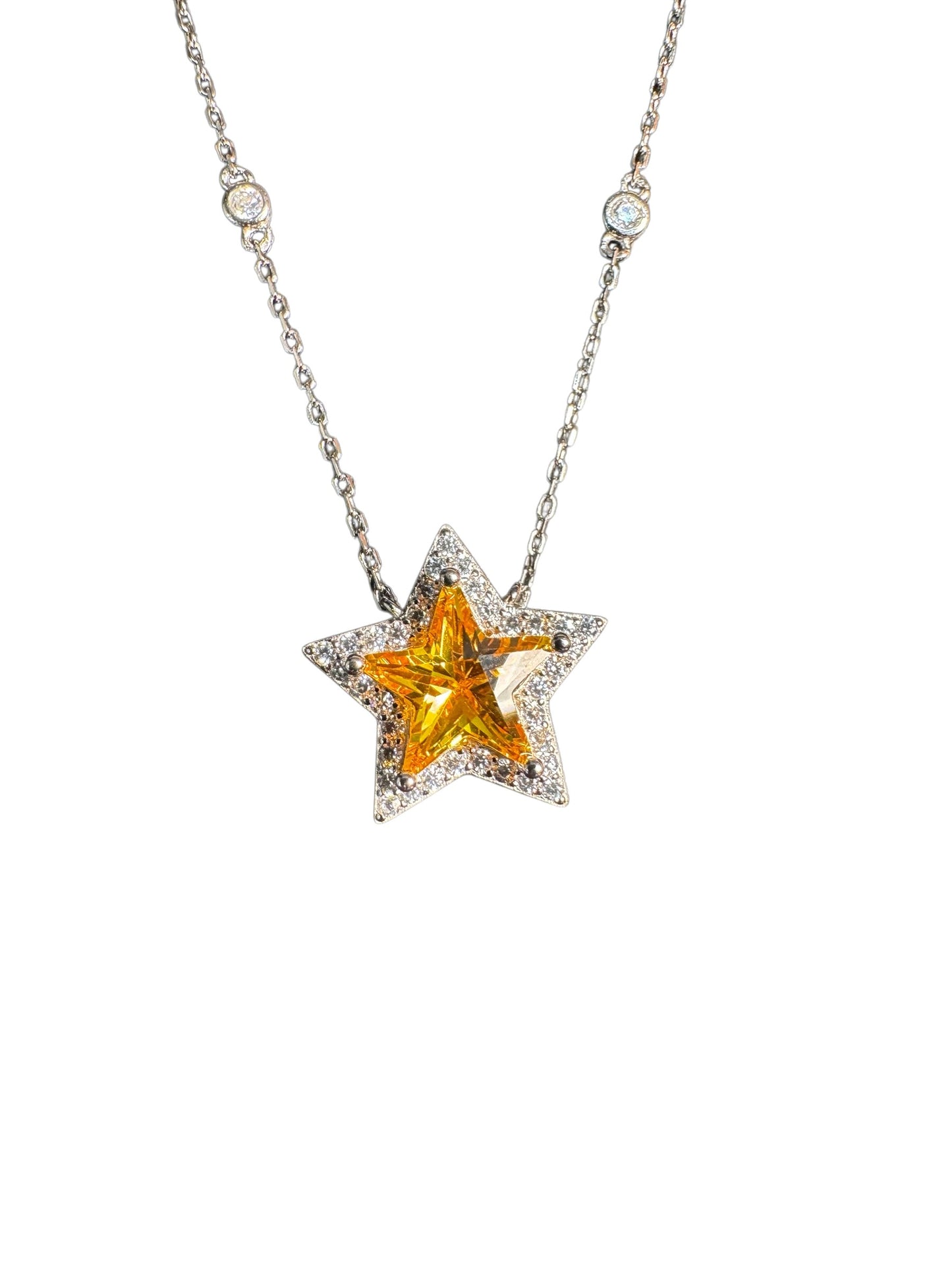 Sterling Silver Necklace Star CZ Stone NCZCZL517