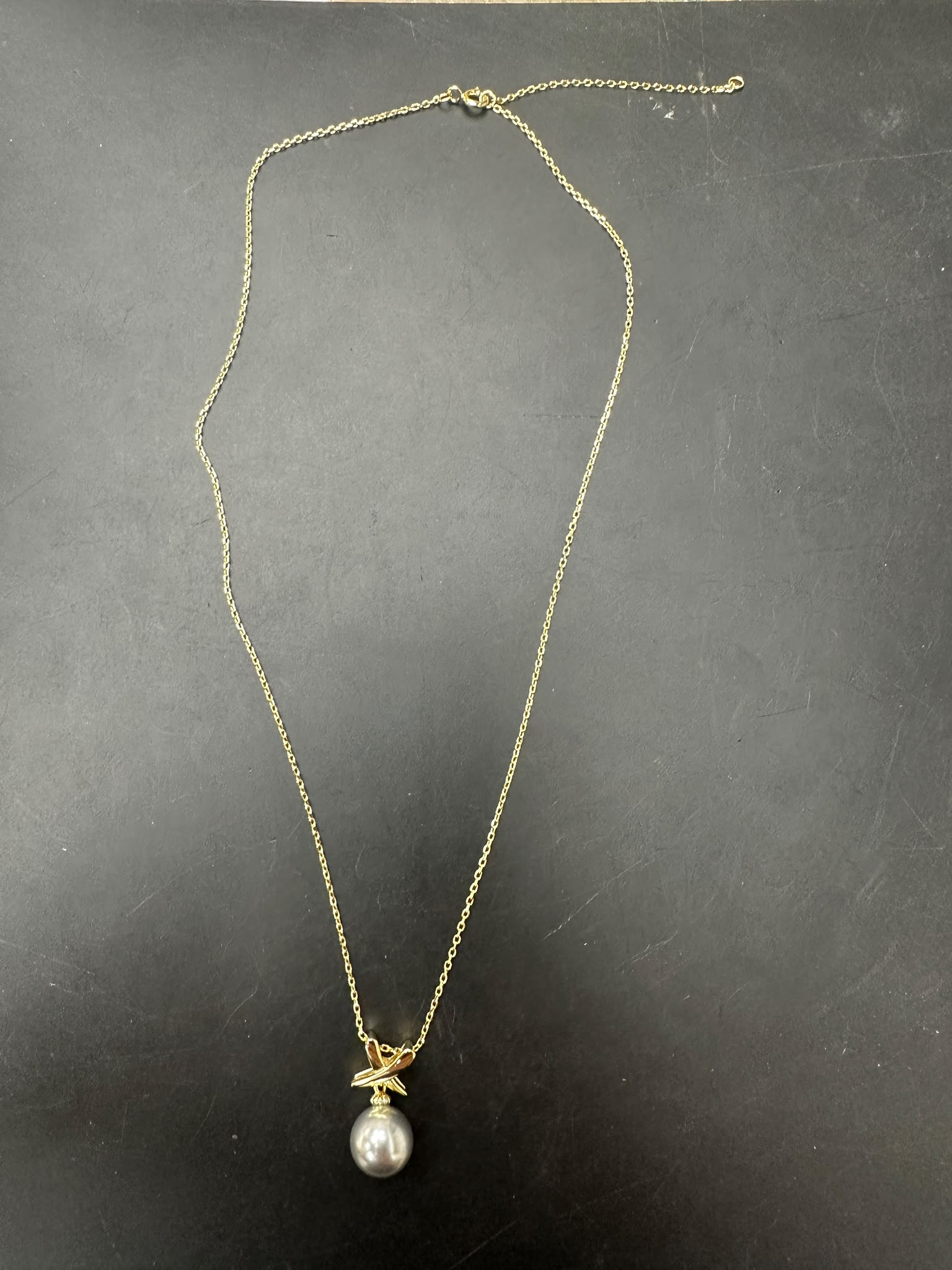 Sterling silver pearl necklace NP154 with 10mm gold plated pearl for elegant style.