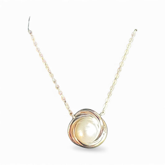 Sterling Silver Necklace Pearl Stone NP7502