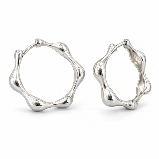 Sterling Silver Molten Hoop Earring ECZ186095
