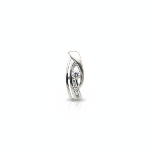 Sterling Silver CZ Pendant featuring a brilliant cut center stone and intricate design details.