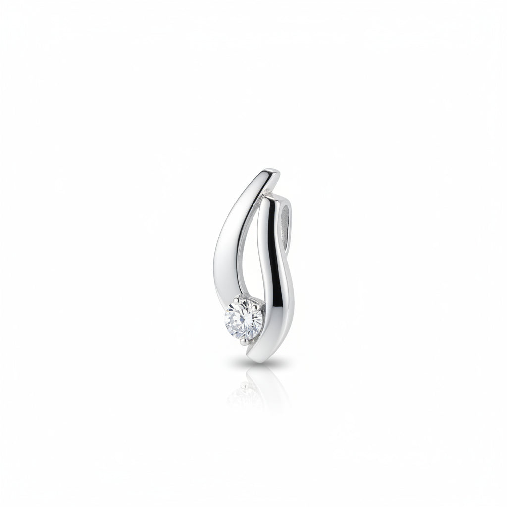 Sterling Silver Cz Pendant PCZ007 showcasing a sleek design with a sparkling cubic zirconia.