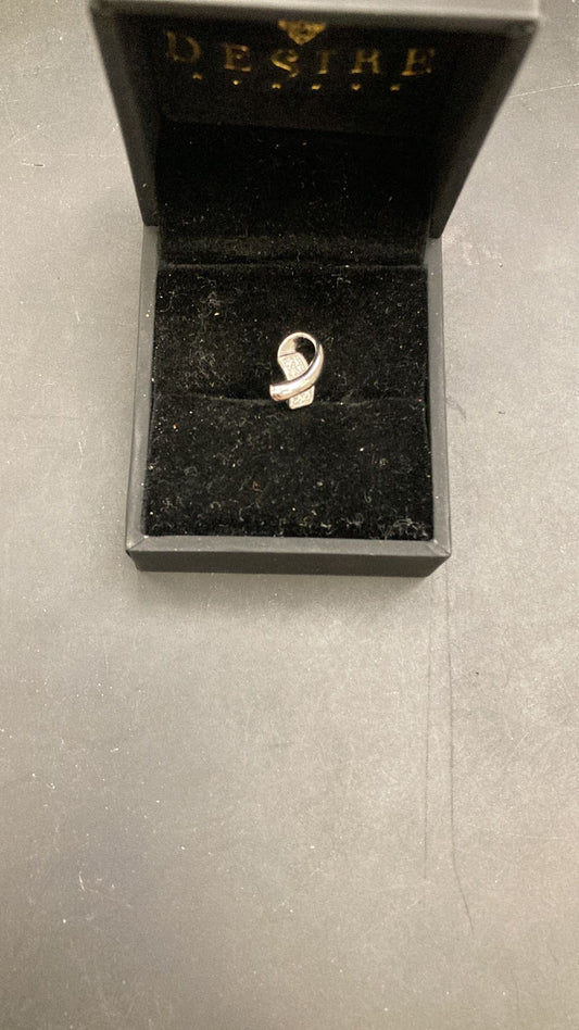 Sterling Silver Curved Cz Pendant PCZ016 displayed in a jewelry box with a black velvet interior.
