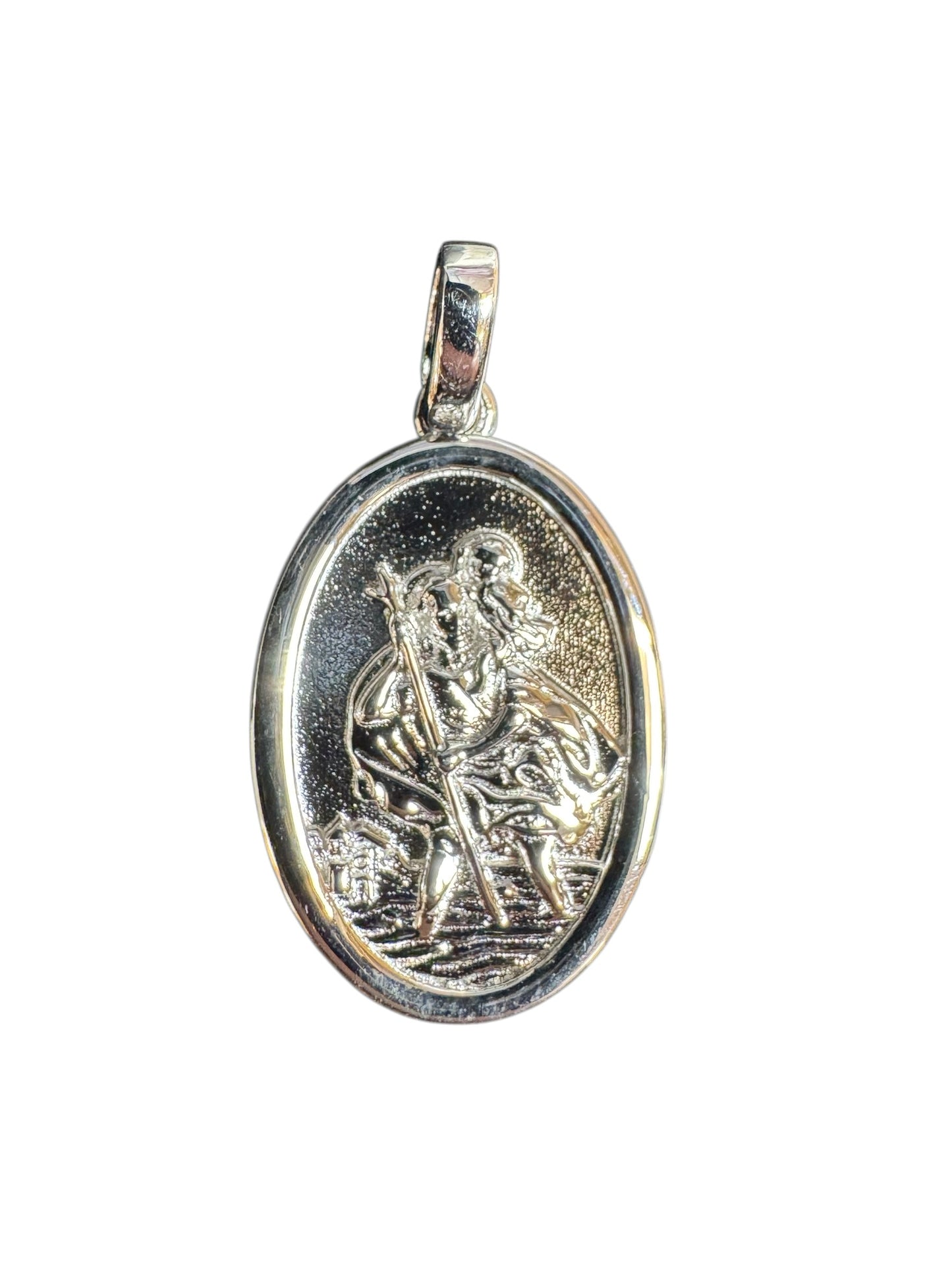 Sterling Silver Pendant St Christopher Oval PCZ10069