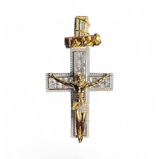 Sterling Silver Cross Pendant Crucifix Gold Plated PCZ10091
