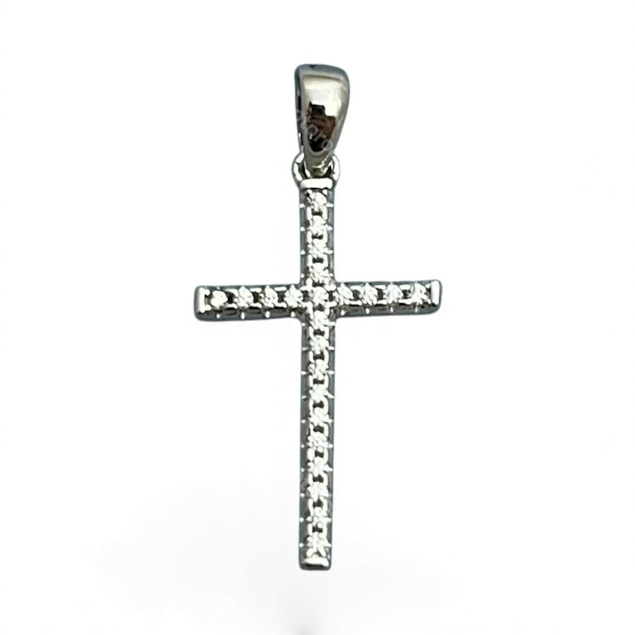 Sterling Silver Cross Pendant CZ Stone PCZ10092