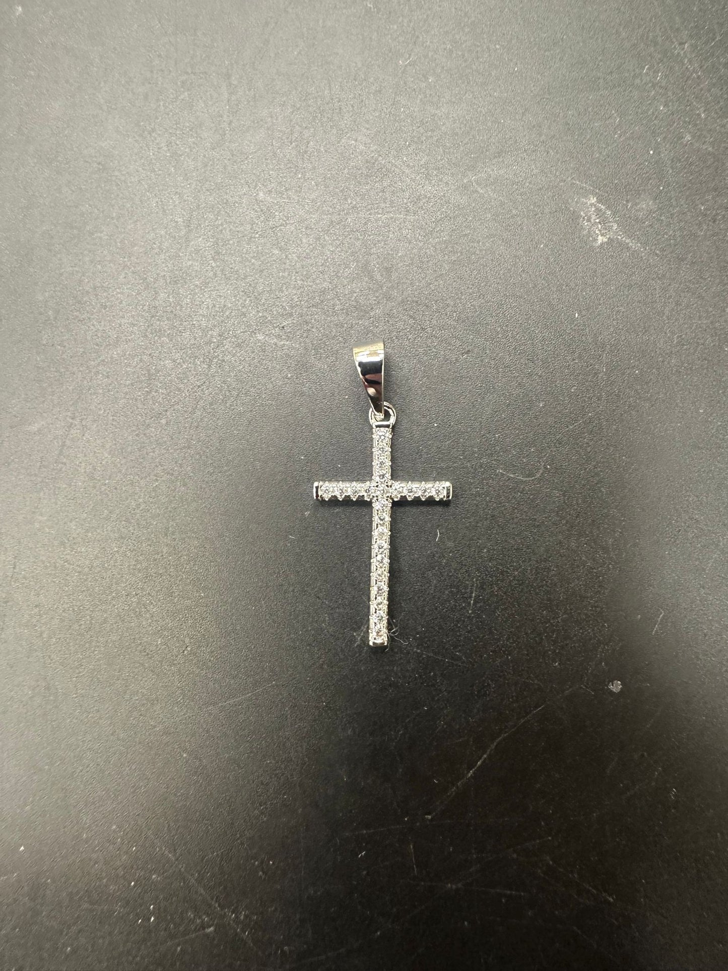 Sterling Silver Cross Pendant CZ Stone PCZ10092