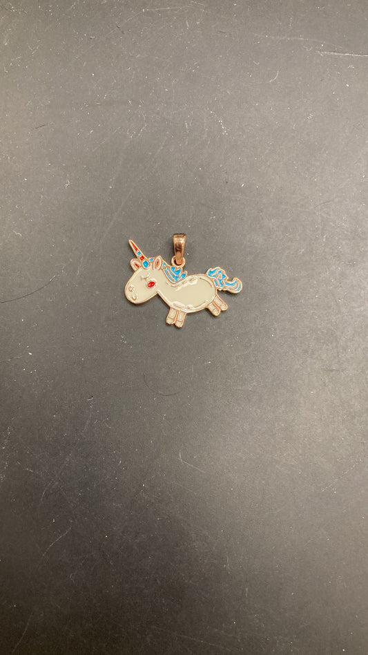 Sterling Silver Unicorn Pendant PCZ6012 showcased against a dark background.