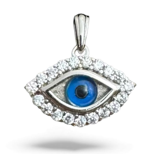 Sterling Silver Evil Eye Pendant CZ Stone PCZ8082