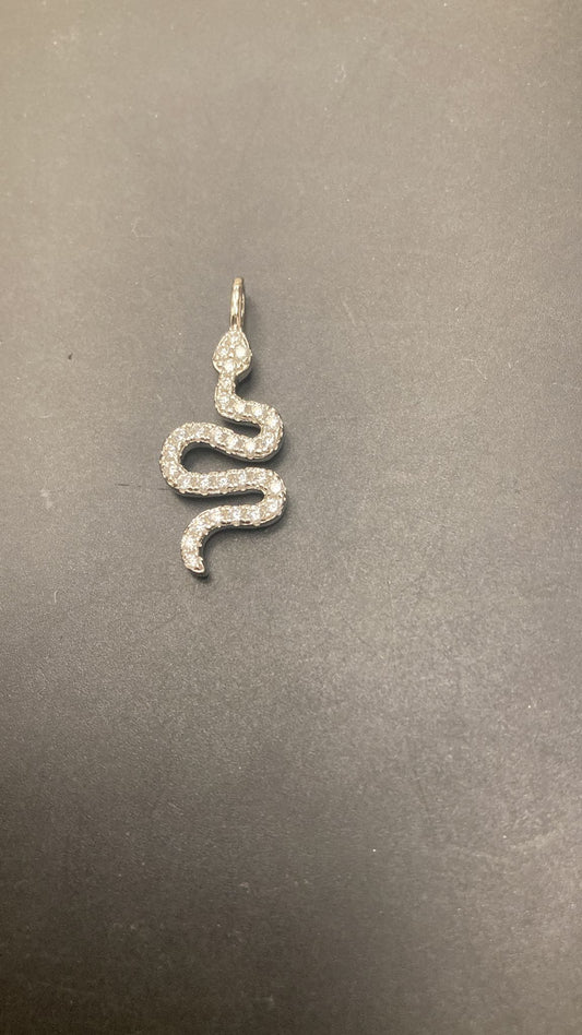 Sterling Silver Cz Snake Pendant PCZ9854 showcasing a sparkling snake design in sterling silver.