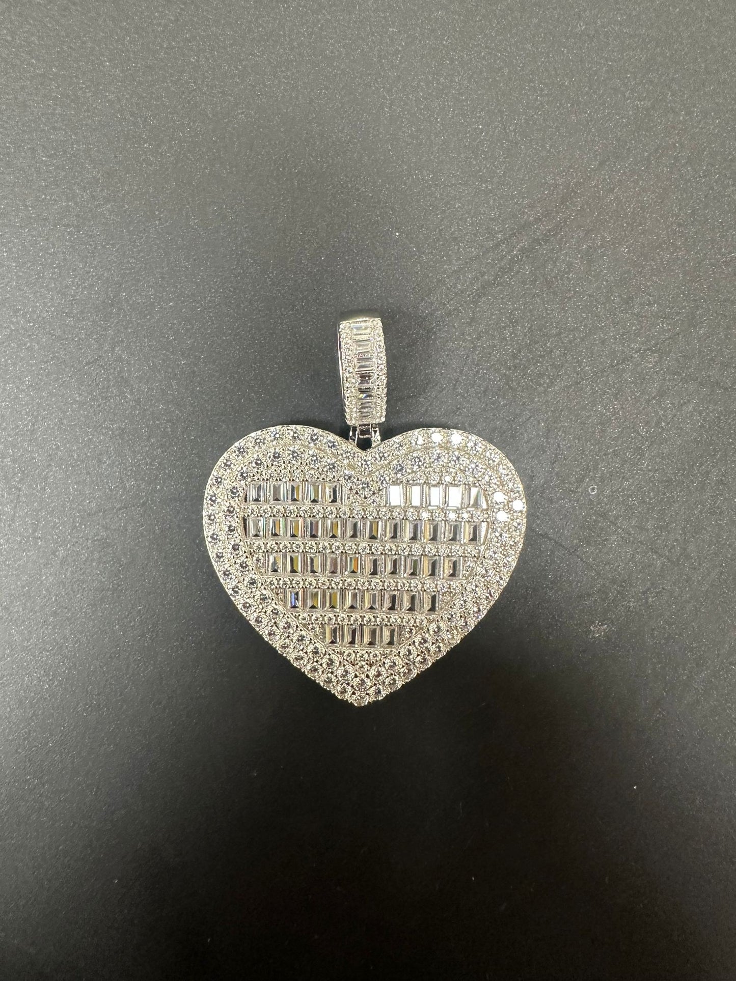 Sterling Silver Pendant Heart Shape CZ Stone PCZH110