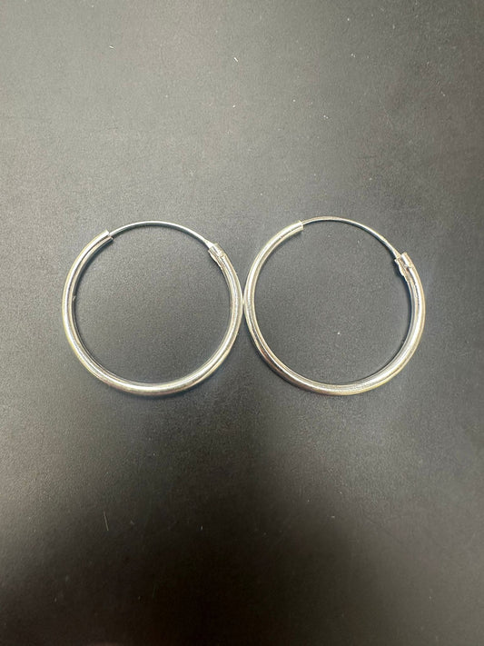 Sterling Silver Round Hoop Earring Plain PE010350031
