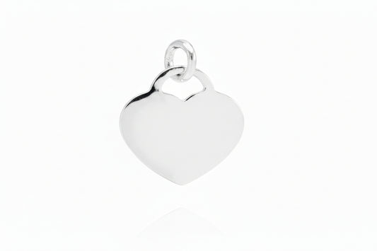 Sterling silver heart pendant, plain heart design, 24 mm charm, perfect for custom jewelry.