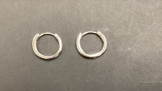 Sterling Silver Plain Square Round Earring PE1001