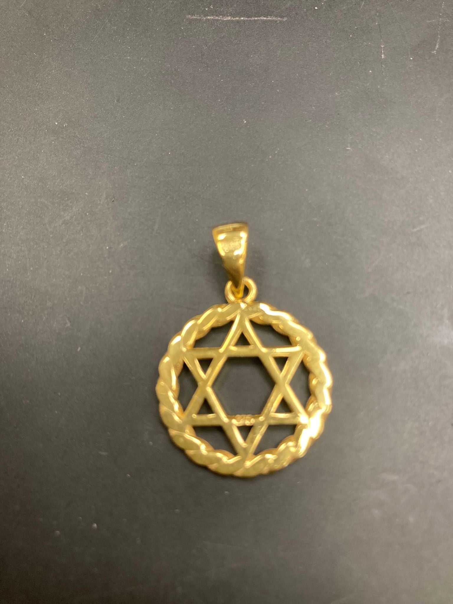 Gold Star of David pendant with twisted rope detail, representing faith and heritage, sterling silver star of david pendant.