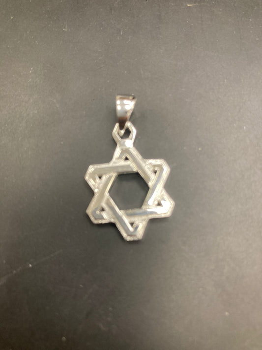 Sterling Silver Star of David Pendant featuring a sleek and elegant design.