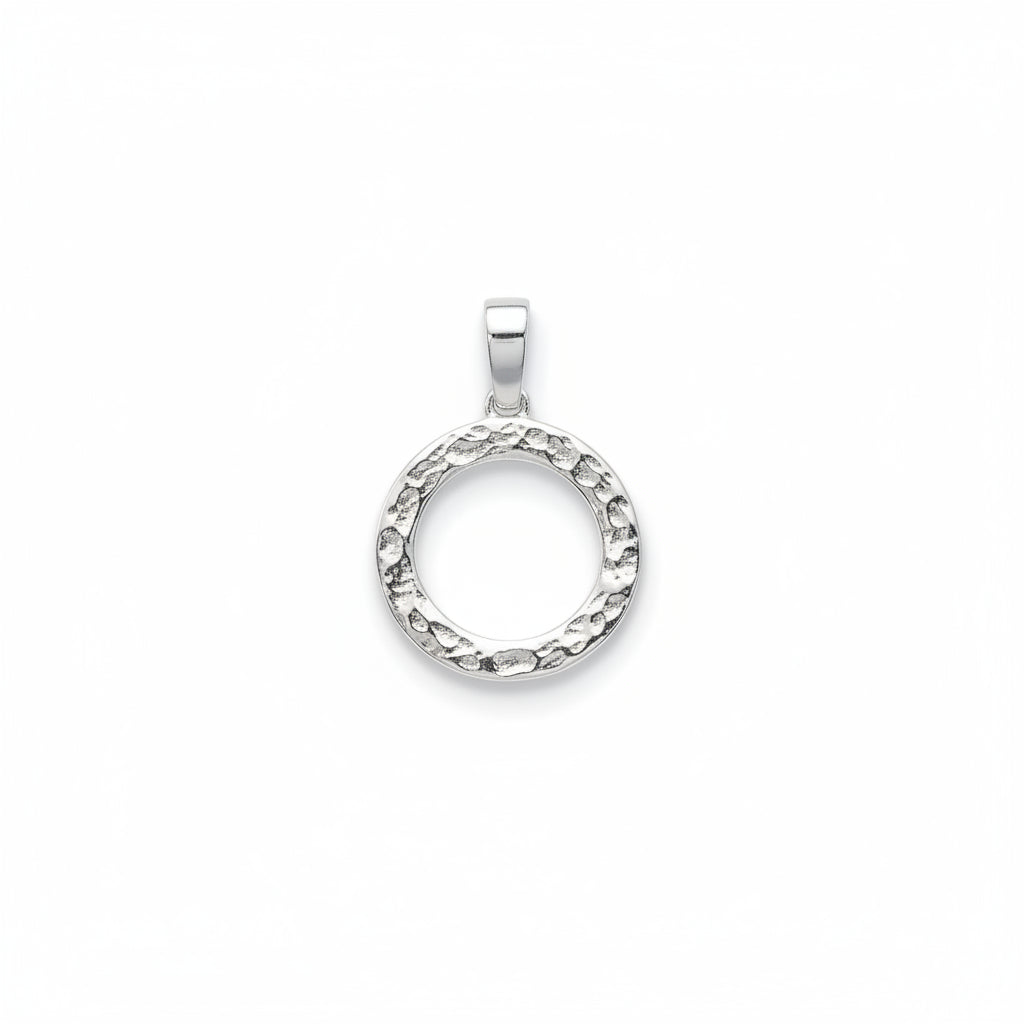 Sterling Silver Hammered Open Circle Pendant PP009