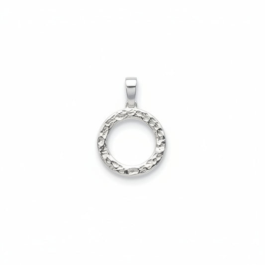 Sterling Silver Hammered Open Circle Pendant PP009