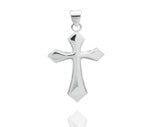 Sterling silver cross pendant, 30 x 51 mm, featuring a plain design and polished finish.