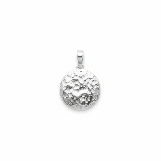 Sterling Silver Plain Hammered Circle Pendant PP010