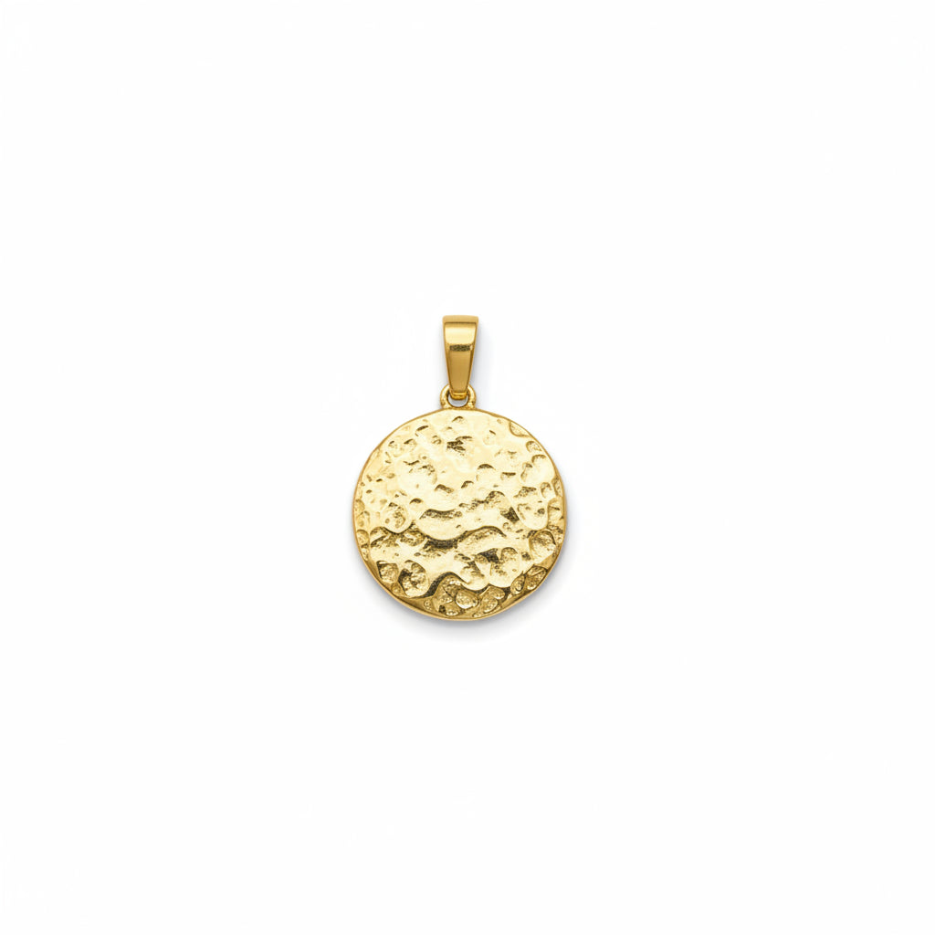 Sterling Silver Plain Hammered Circle Pendant PP010