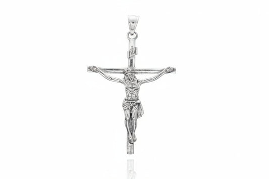 Sterling Silver Cross Pendant PP020010244 featuring a detailed design, measuring 33x55 mm.