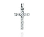 Sterling Silver Cross Pendant PP021270245 showcasing intricate details and polished finish, measuring 6 x 26 x 46 mm.