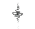 Sterling Silver Plain Snake Pendant PP021620033, 26x52mm sterling silver snake pendant with intricate design.