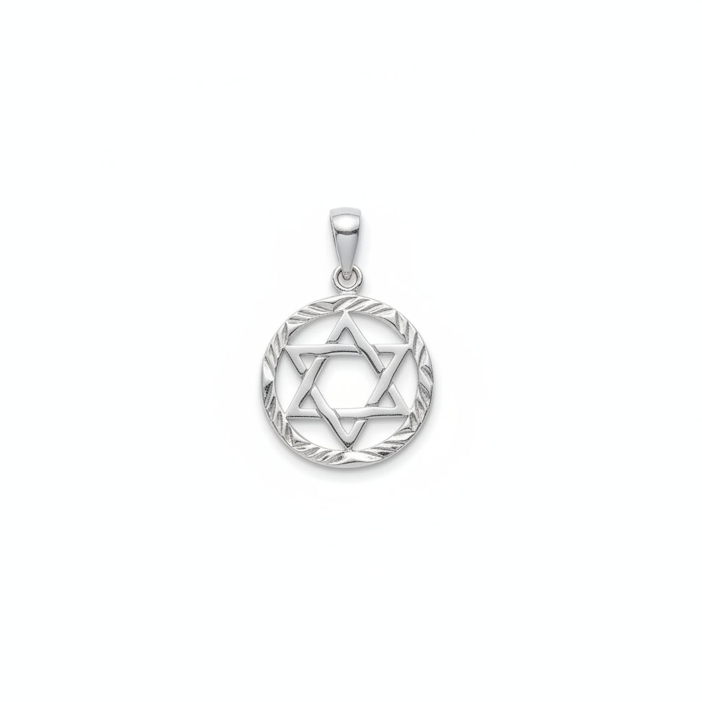 Sterling Silver Star Of David Pendant PP10286 featuring intricate design and craftsmanship.