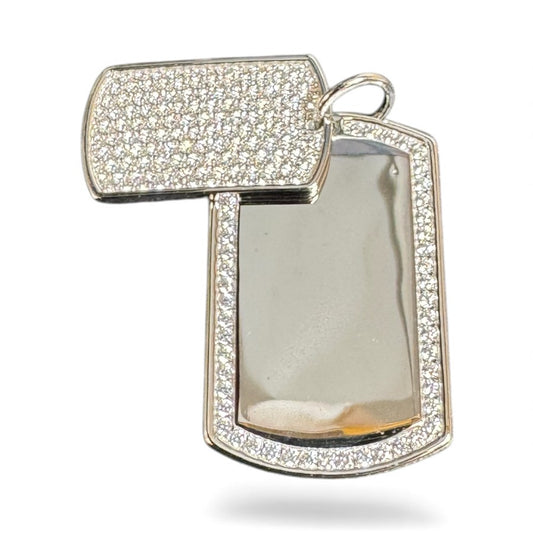 Sterling Silver Dog-Tag CZ Stone PP3306