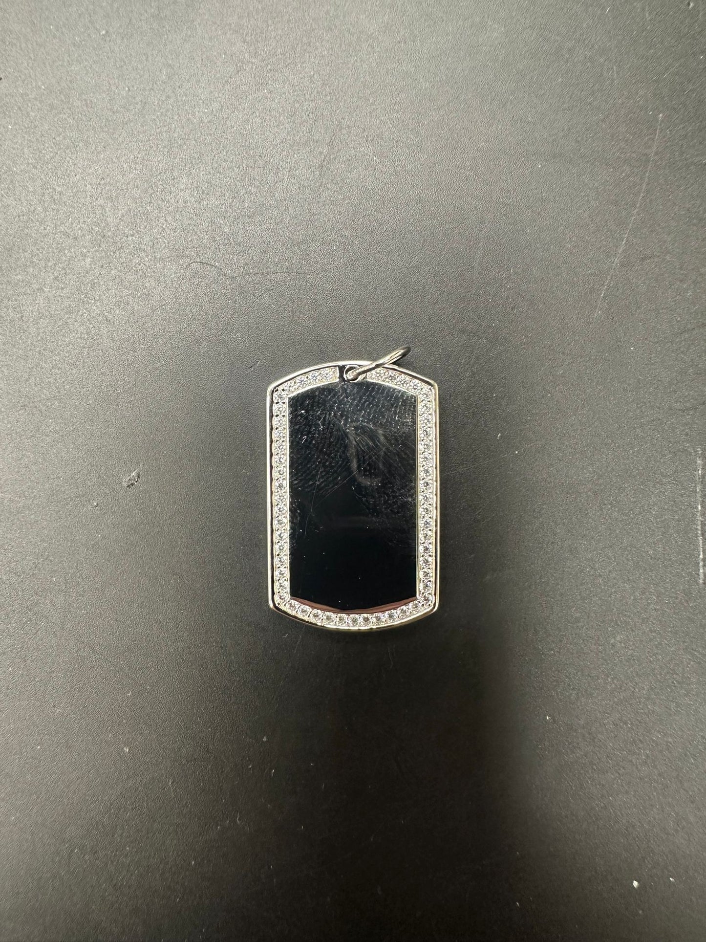 Sterling Silver Dog-Tag CZ Stone PP3307