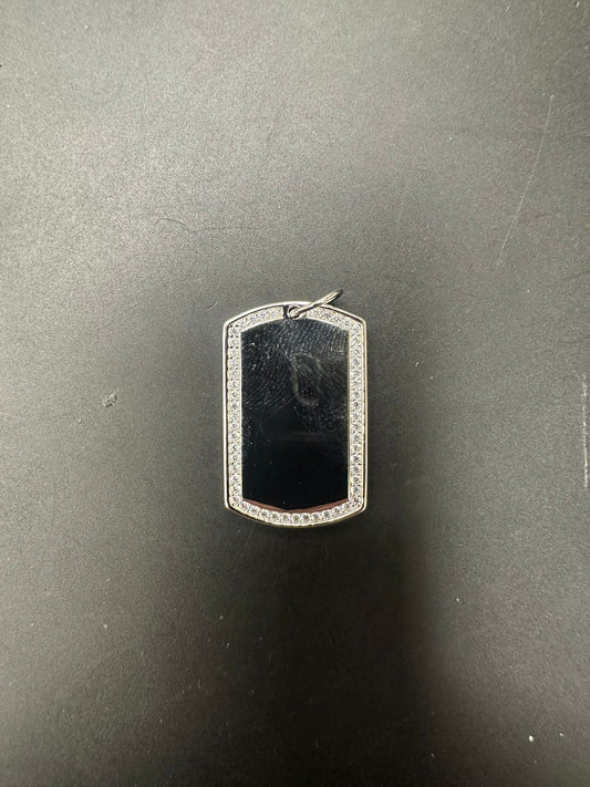 Sterling Silver Dog-Tag CZ Stone PP3307
