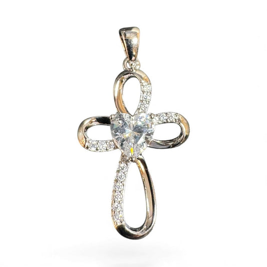 Sterling Silver Cross Pendant CZ Stone PP9601