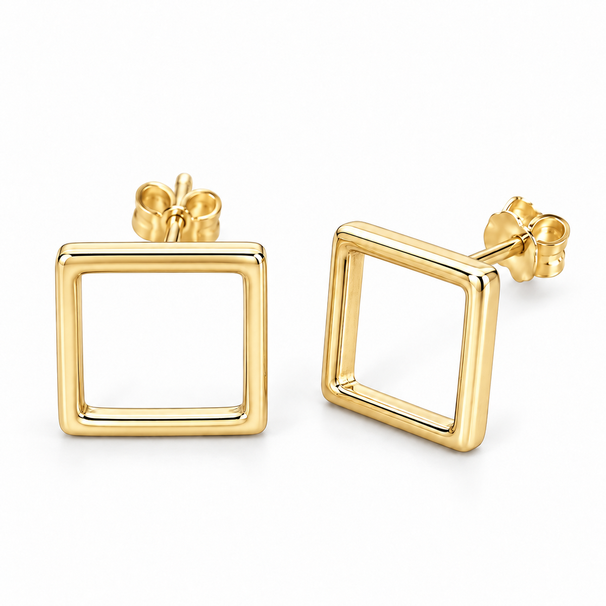 Sterling Silver Plain Square Stud Earring ECZ184742