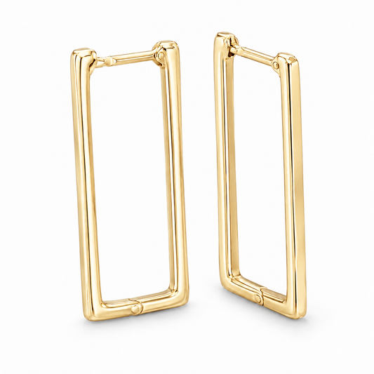 Sterling Silver Plain Rectangle Earring ECZ186458