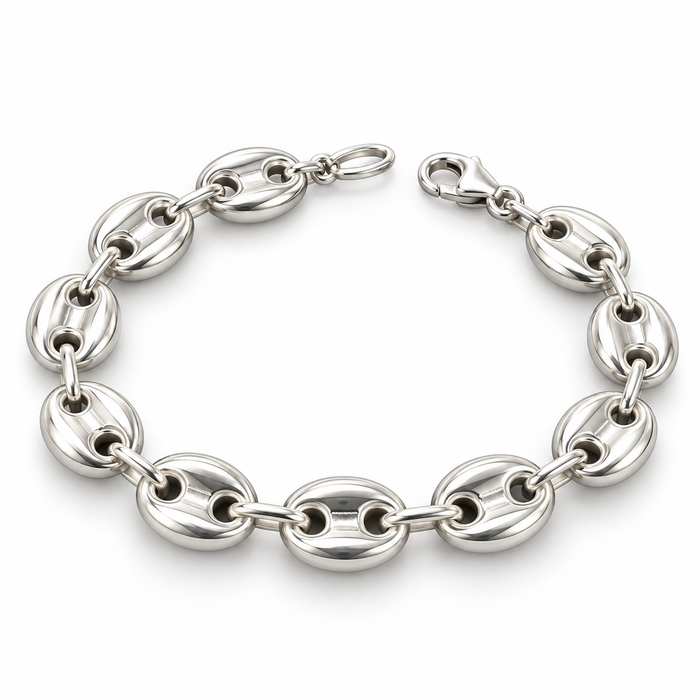 Sterling Silver 7" Coffee Bean Bracelet BCZ107583