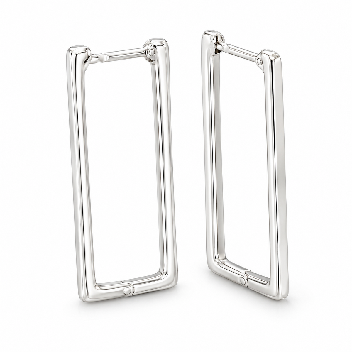 Sterling Silver Plain Rectangle Earring ECZ186458