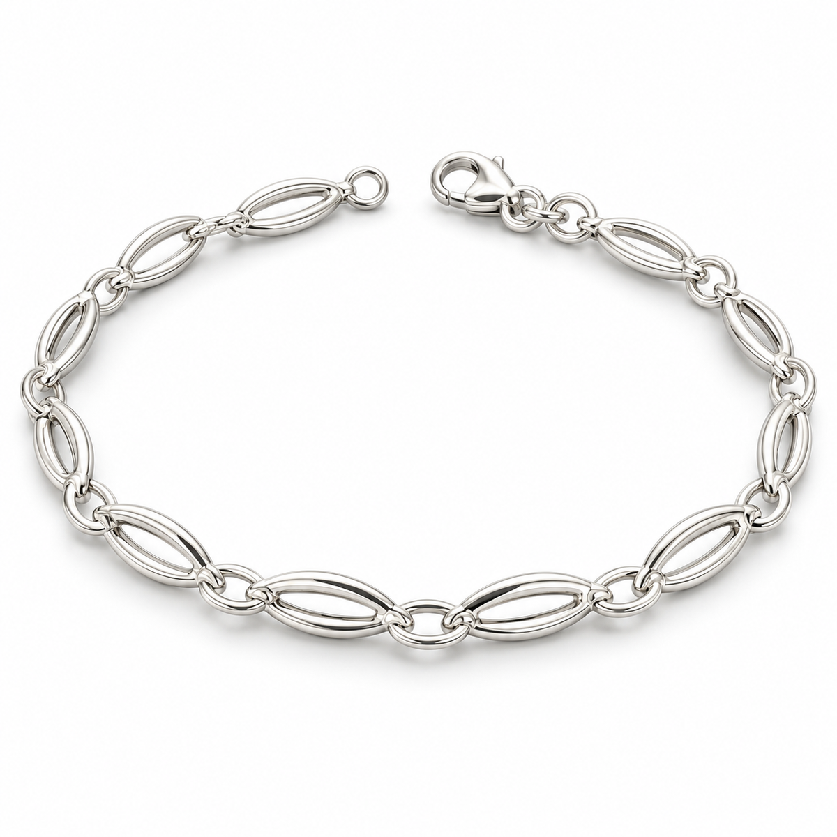 Sterling Silver 7" Boat Shape Open Link Bracelet BCZ108662