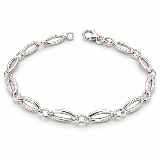 Sterling Silver 7" Boat Shape Open Link Bracelet BCZ108662