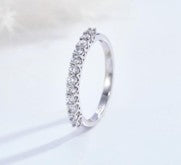 Sterling Silver Half Eternity Ring 2 mm Claw Set Round CZ Stone RCZ0052401