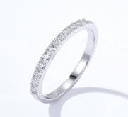 Sterling Silver Half Eternity Ring 2 mm Pave Set Round CZ Stone RCZ0380501