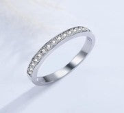 Sterling Silver Half Eternity Ring 1.5 mm Bread Bright Set Round CZ Stone RCZ0380801