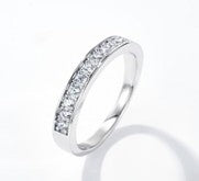 Sterling Silver Half Eternity Ring 2 mm Bread Bright Set Round CZ Stone RCZ0380901