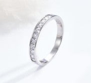 Sterling Silver Half Eternity Ring 2 mm Channel Set Princess Cut CZ Stone RCZ0381401