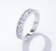 Sterling Silver Half Eternity Ring 3 mm Channel Set Square CZ Stone RCZ0381601