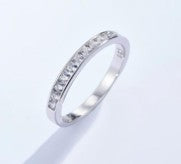 Sterling Silver Half Eternity Ring 2 mm Channel Set Round CZ Stone RCZ0381801
