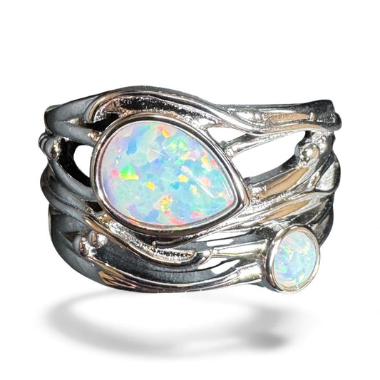 Sterling Silver Ring Opal Stone RCZ164B